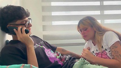 I give my tiny stepsister the best screw of my life while I'm on the phone with my girlfriend.