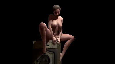 milf using the corner of the washing machine