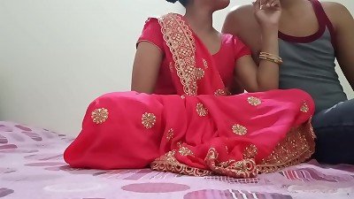 Indian Desi newly married torrid bhabhi was drilling on dogy style pose with devar in clear Hindi audio