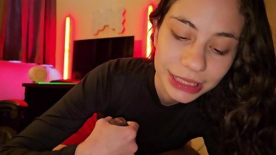 promiscuous stepsister inhales stepbrother's pecker and pounds him