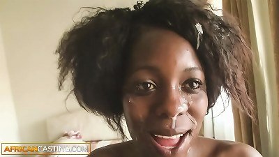 black sweetie facial cum shot After raunchy anal casting by milky Agent