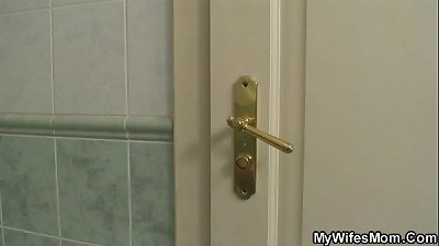 busty mother and son caught in shower