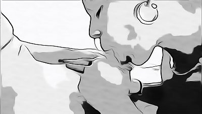 I invited a black-haired who lives next door to have lovemaking with me