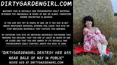 Dirtygardengirl wreck her bum near bale of hay in public