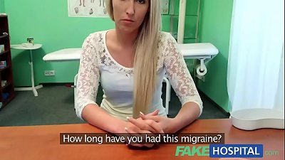 FakeHospital light-haired womans headache cured by knob and her drizzling humid slit