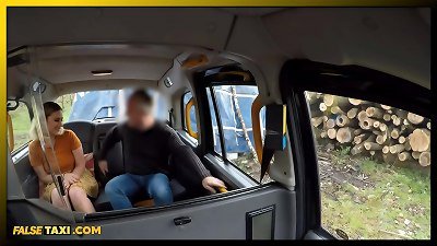 Foreign dame Paying the Taxist with Other Currency, crimson August