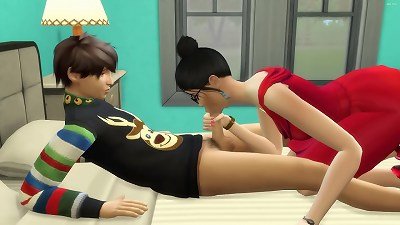 chinese stepmom surprises her stepson with a suck off on Christmas night