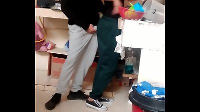 facial to my nephew in the kitchen (she didn't want to leave until she caressed my dick well standing up)