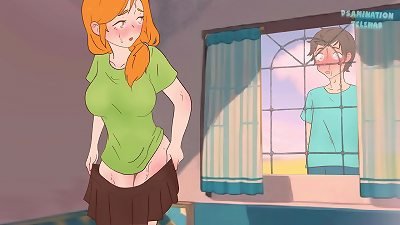Steve spies on Alex taking off her skirt (he saw her bare pussy) Minecraft hentai animation Parody !