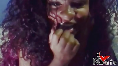 Fernanda toying with her vagina on the video call with the cuckold's pal